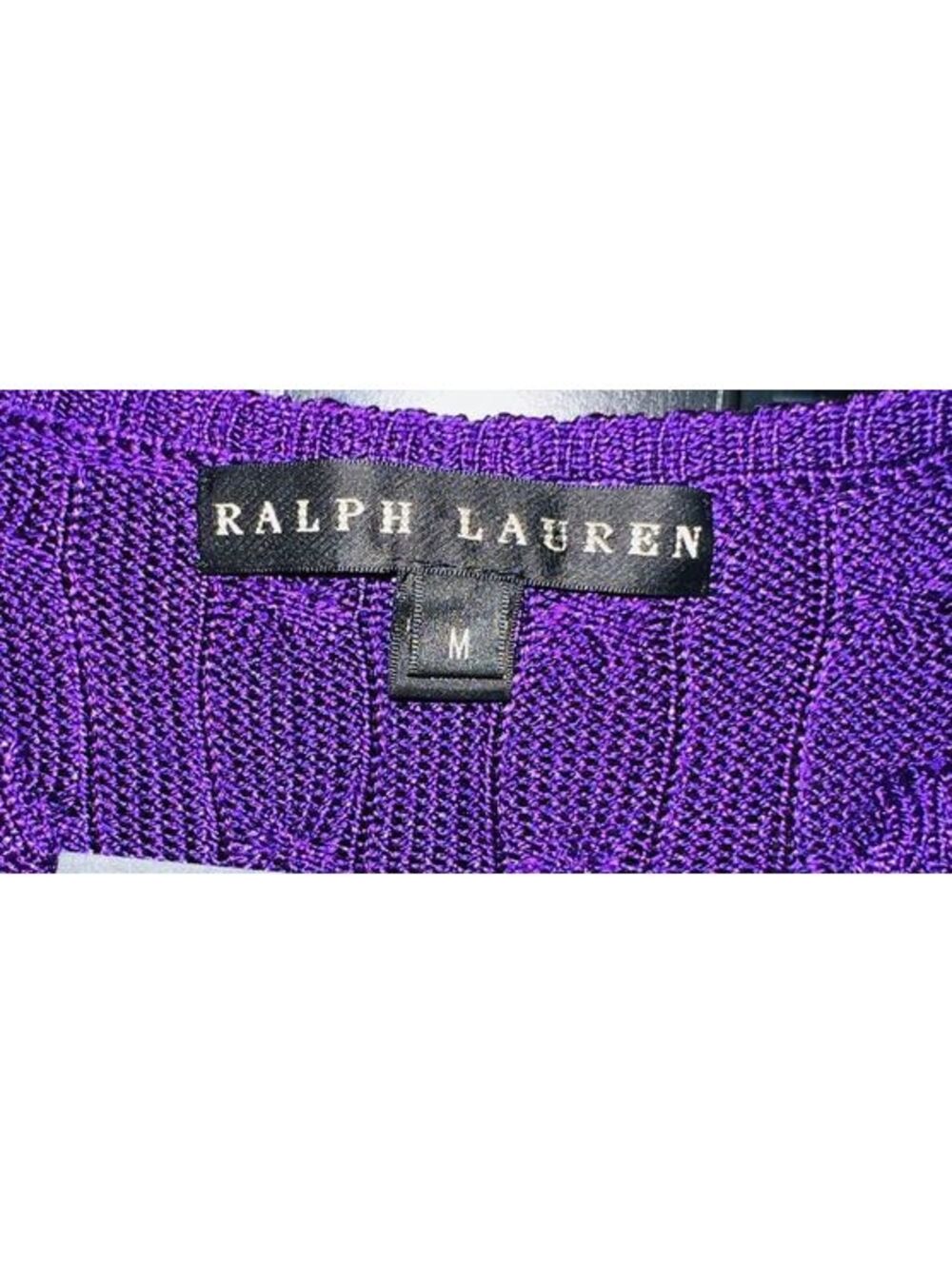 Ralph Lauren Black Label Silk Purple Knit Mini Dress V-Neck Sweater Tunic M - Picture 6 of 8